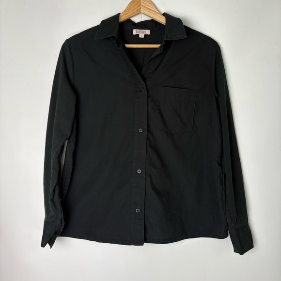 Badgley Mischka Black Cotton Button Down Top - Picture 1 of 5